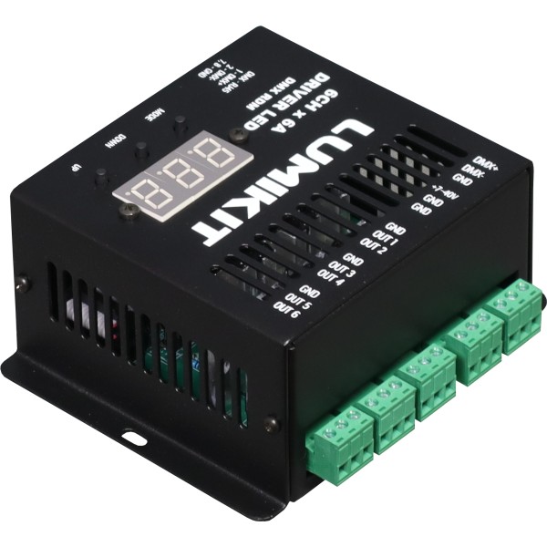 Visão superior traseira do Driver de LED RDM 6 Canais