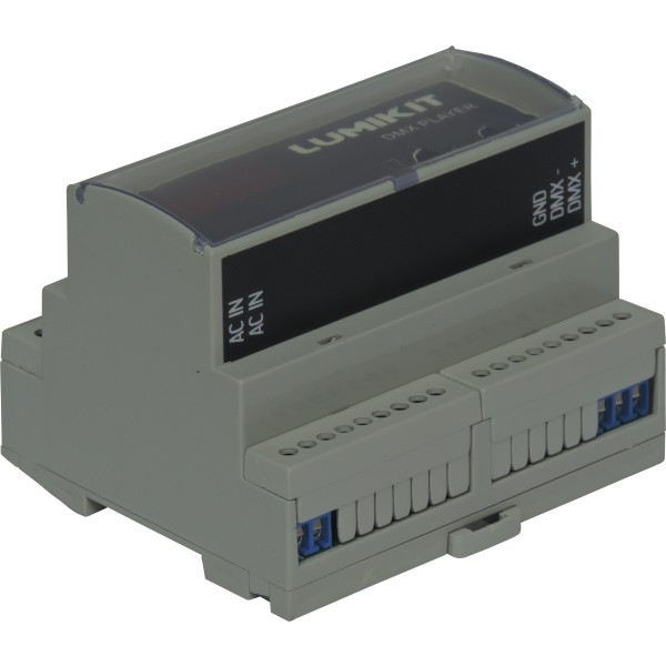 Vista superior frontal do Player DMX 1 Universo DIN